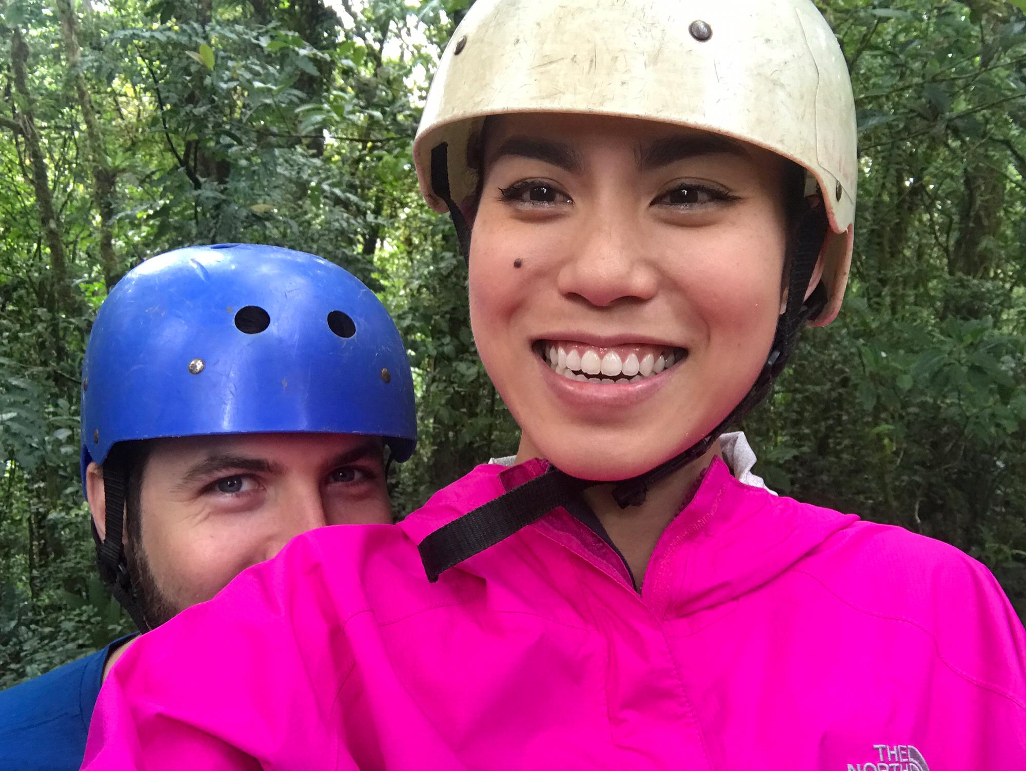 Zip lining through the lush cloud forest of Monteverde in Costa Rica.