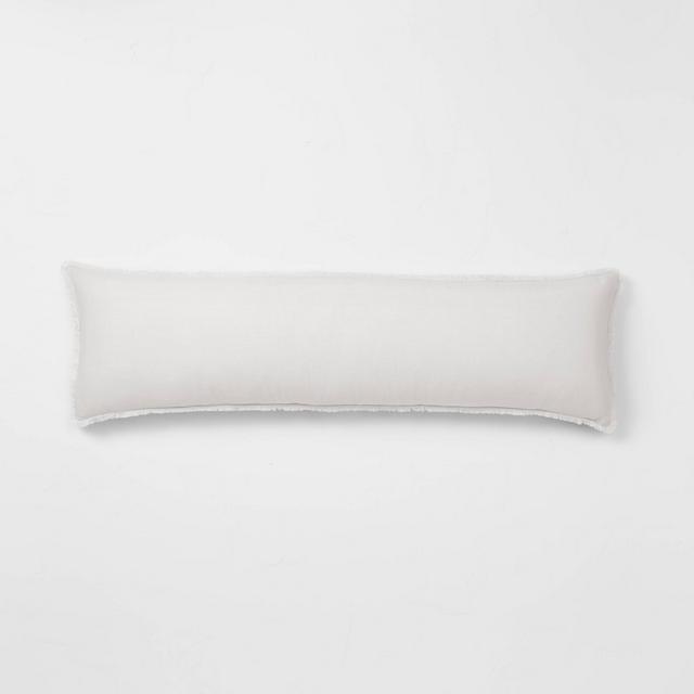 Heavyweight Linen Blend Lumbar Throw Pillow Light Gray - Casaluna™