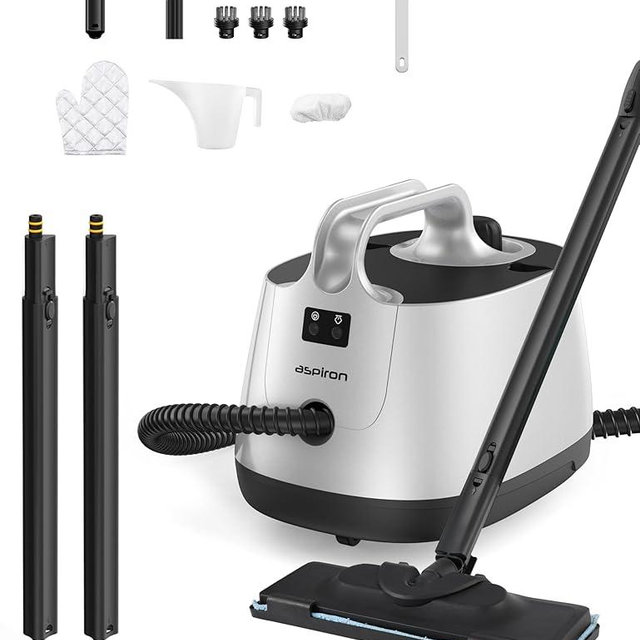 Steam Cleaner, 293°F 58 PSI Powerful Multipurpose Handheld Steam Mop for Home Use, 21 Attachments, 50Oz Capacity, Heavy Duty Steamer for Carpets, Floors, Cars, Tiles, Crack Cleaning, Silver