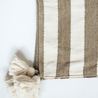 Metallic Striped Cotton Woven Throw with Tassels