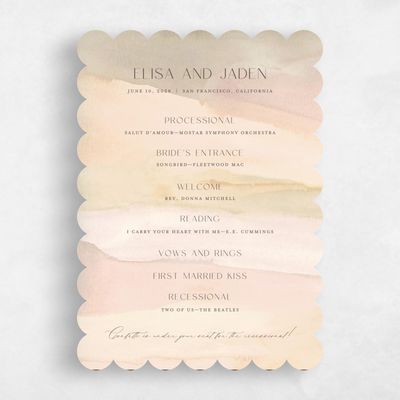 Beige Scalloped Wedding Program - Povera