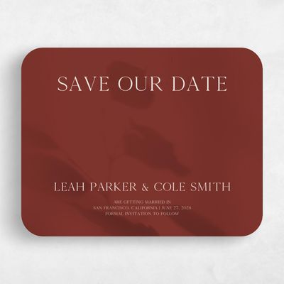 Red Rounded Wedding Save the Date - Lummin Landscape