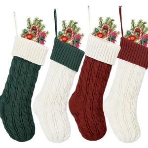 Christmas Stockings - 4 Pack Traditional Family Christmas Stockings, 18" Large Stockings, Knitted Holiday Stockings, Xmas Decorations for Fireplace Tree Holiday Party