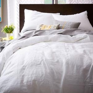 West Elm Belgian Flax Linen Duvet Cover - Queen, Platinum