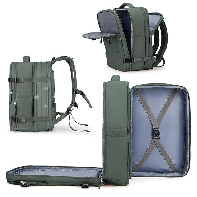 Large Travel Backpack For Women Men, Carry On Backpack,Hiking Backpack Waterproof Outdoor Sports Rucksack Casual Daypack Fit 15.6 Inch Laptop with USB Charging Port Shoes Compartment Olive Green EX