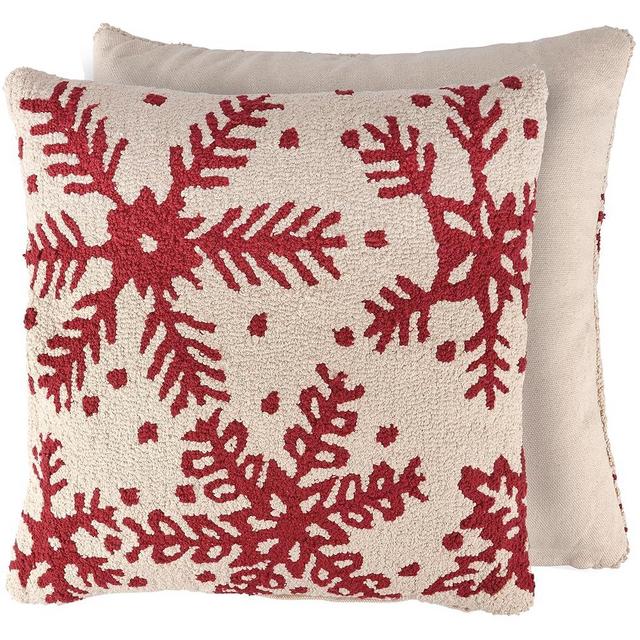 Primitives by Kathy Snowflakes Throw Pillow, 18" x 18", Cream, red