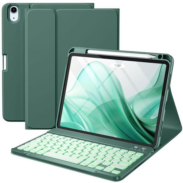 Harvopu Compatible for iPad Air 11-inch/ 10.9" Air 5th 4th Generation Case with Keyboard - Backlit Detachable, Folio Cover with Pencil Holder for iPad Air 11 Inch M3/M2, Air 5/ Air 4 (Pine Green)