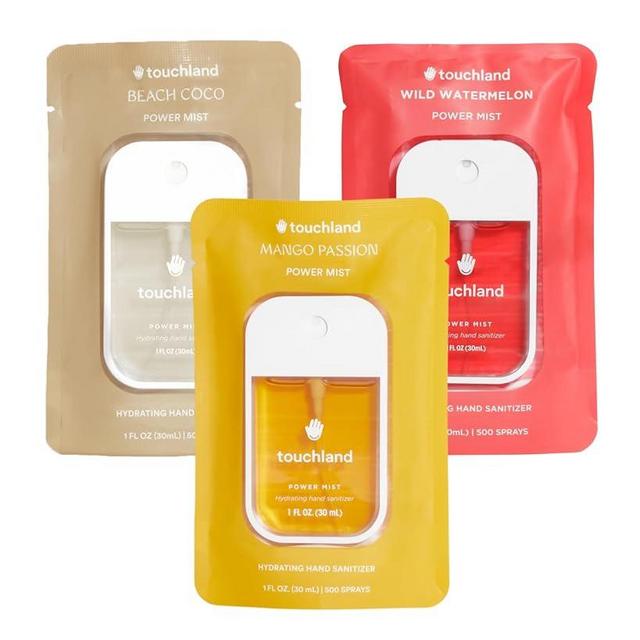 Touchland Power Mist Hydrating Hand Sanitizer Spray, TROPICAL 3-PACK (Mango Passion + Beach Coco + Watermelon), 500-Sprays each, 1FL OZ (Set of 3)