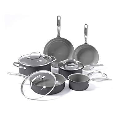 GreenPan Chatham ceramic Non-Stick 10Pc Cookware Set, Grey