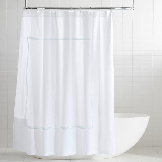 Sea Glass Grand Embroidered Organic Shower Curtain, 72"
