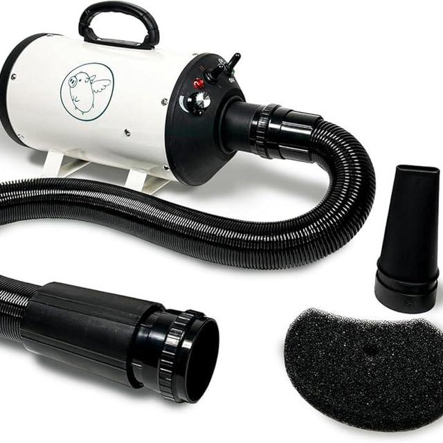 Flying Pig High Velocity Dog Pet Grooming Dryer w/Heater (Flying One, White w/Teal Logo)