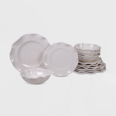 12pc Melamine Perlette Dinnerware Set Cream - Certified International