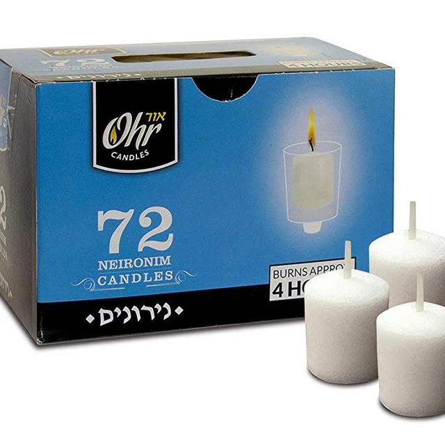 Ohr 4 Hour Neironim Candles - Shabbat and Small Votive Wax Candle - 72 Count