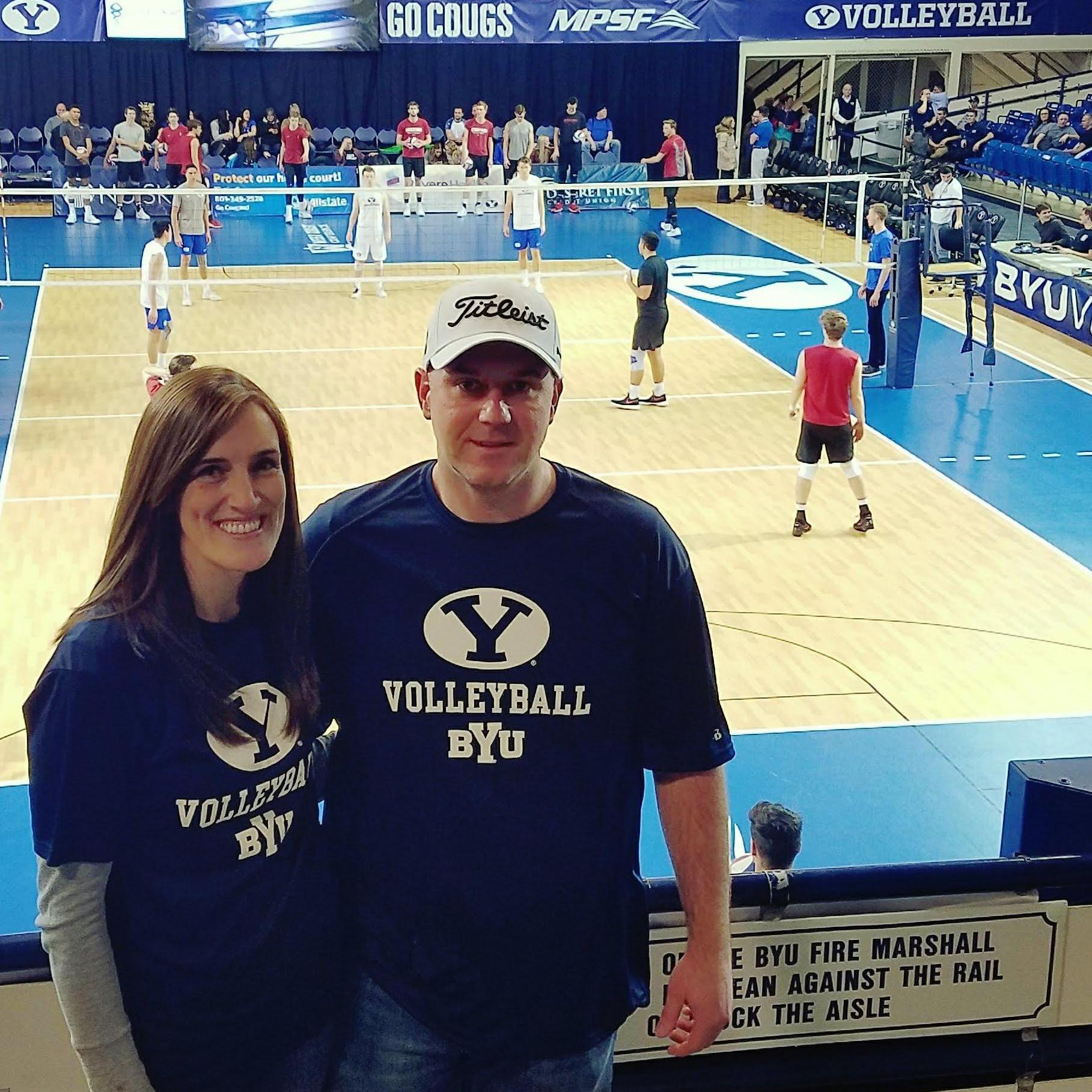 BYU Volleyball game after he proposed
