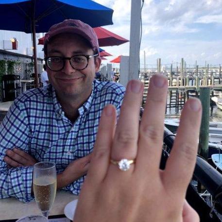 We celebrated our engagement with lobster rolls and champagne at Bahr's Landing in Highlands, New Jersey.