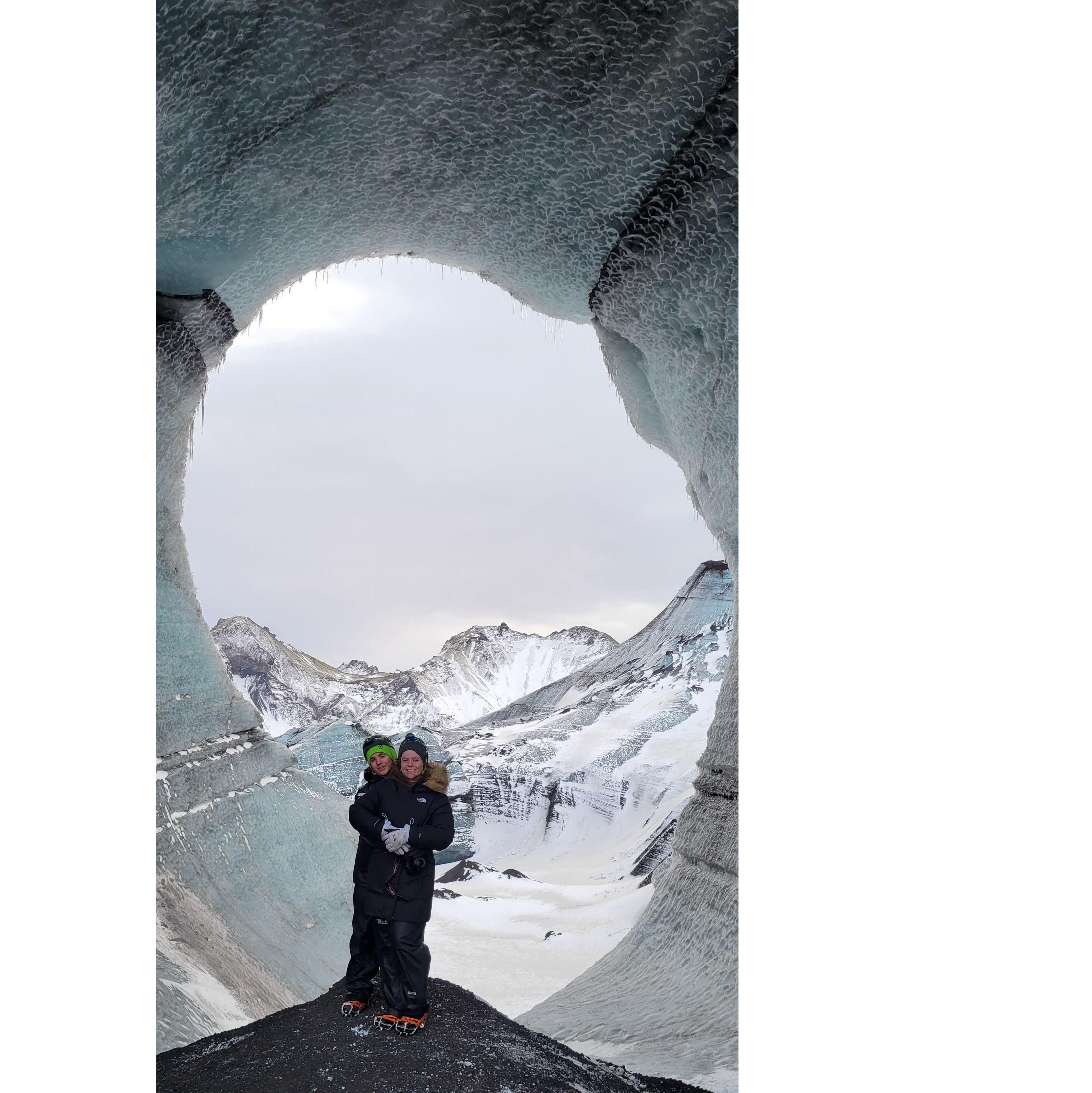 Enjoying an ice cave in Iceland 2023