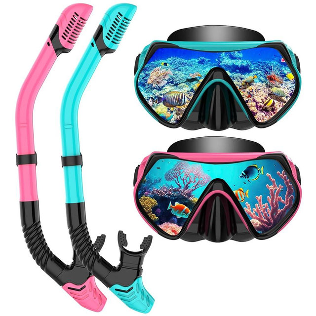 Snorkeling Gear for Adults, Dry-Top Snorkel Set Scuba Diving mask, 180°Panoramic Wide View Professional Snorkeling Gear Breathing Freely Snorkel Mask