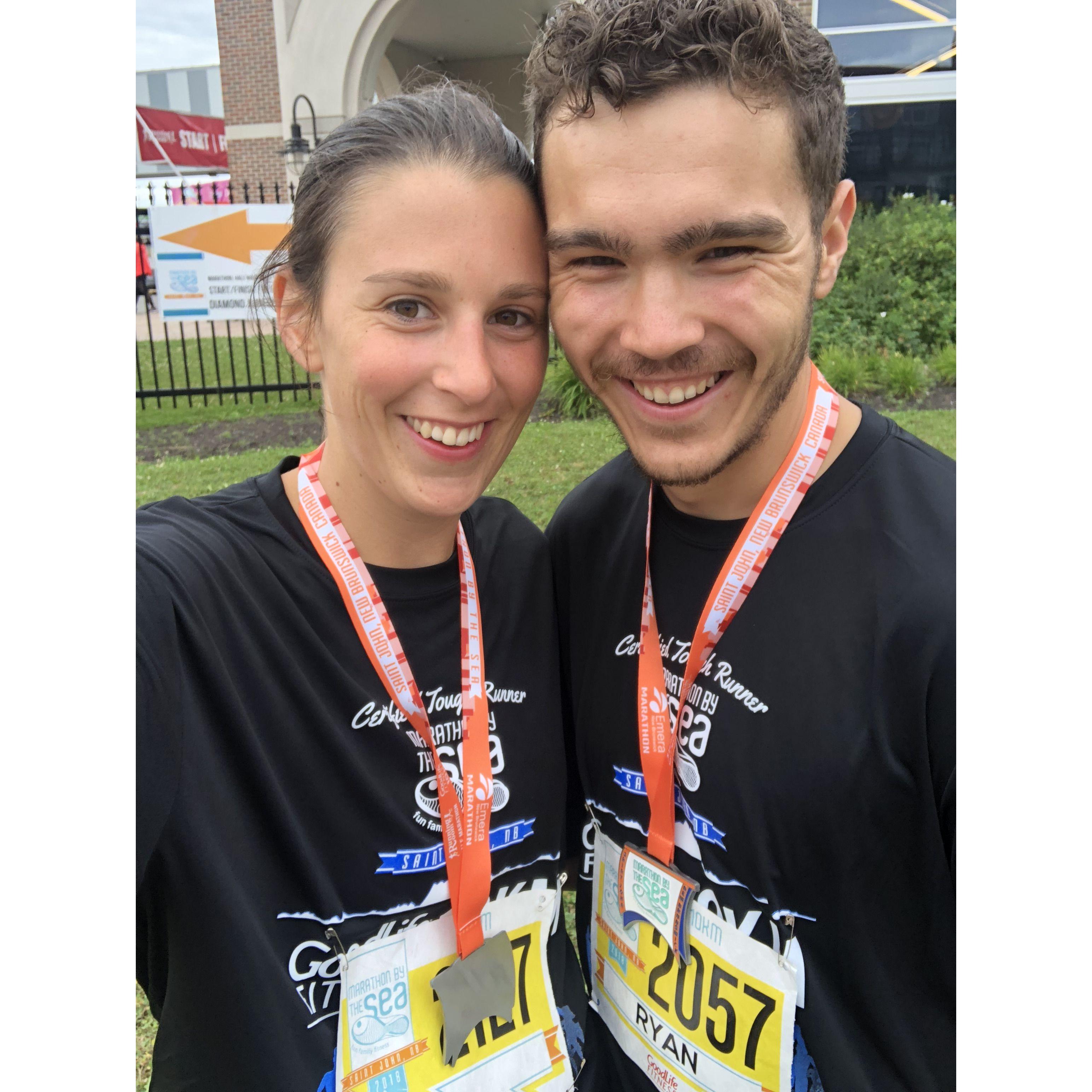 It all started with a boxing gym and running. Fitting that we got engaged while out for a run!