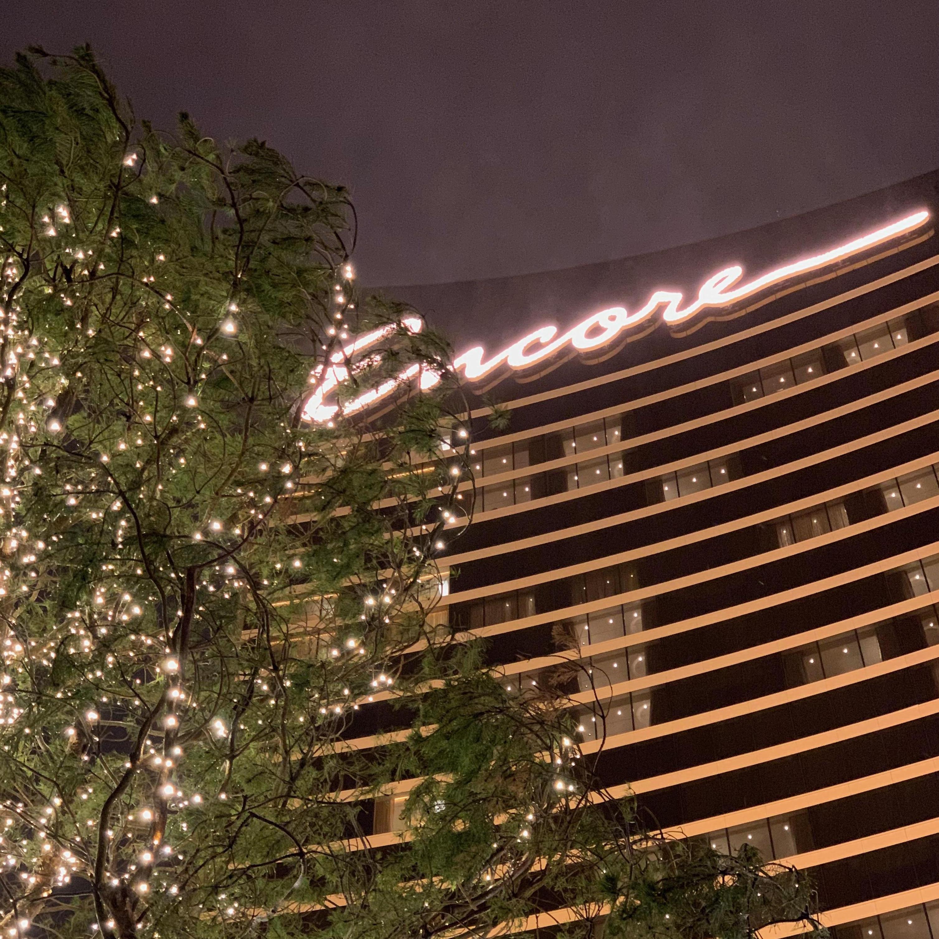 Visiting Encore Boston Casino to see Jason's Scotch Pines in the landscaping