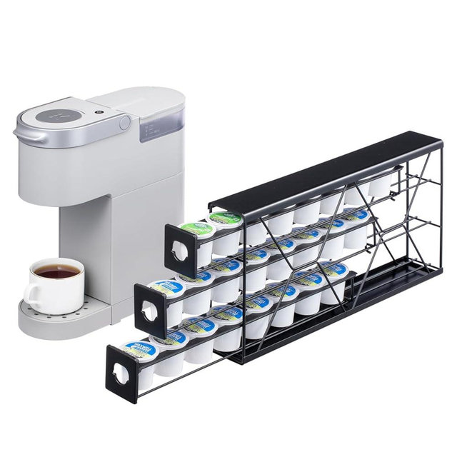 FlagShip K Cup Holder Drawer 3 Tier Coffee Pod Holder for K Pod Save Space Countertop Kitchen (24 Pods Capacity)