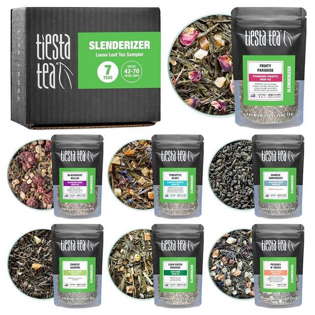 Tiesta Tea - 7 Green Teas Dry Flight Sampler, Medium Caffeine Hot & Iced Tea, Premium Loose Leaf Tea Sample with Green Tea Blends - 7 Resealable Sample Pouches