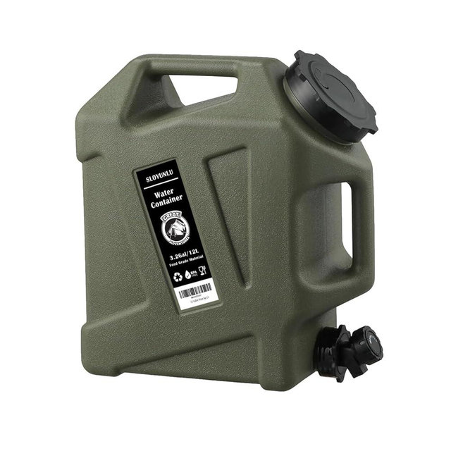 3.2 Gallon Water Jug with Spigot, BPA Free Leak-Proof Camping Water Container, Portable Emergency Water Storage for Outdoor Hiking, Camping, Home Use, Camping Essentials