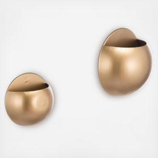 Gold Wall Vases, Set of 2