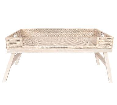 Tava Rattan Serving Tray with Stand - Light Natural