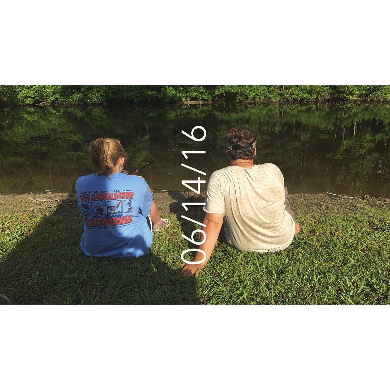 The first summer we were dating. We were both working a lot, but fishing together and going to the movies was our favorite.