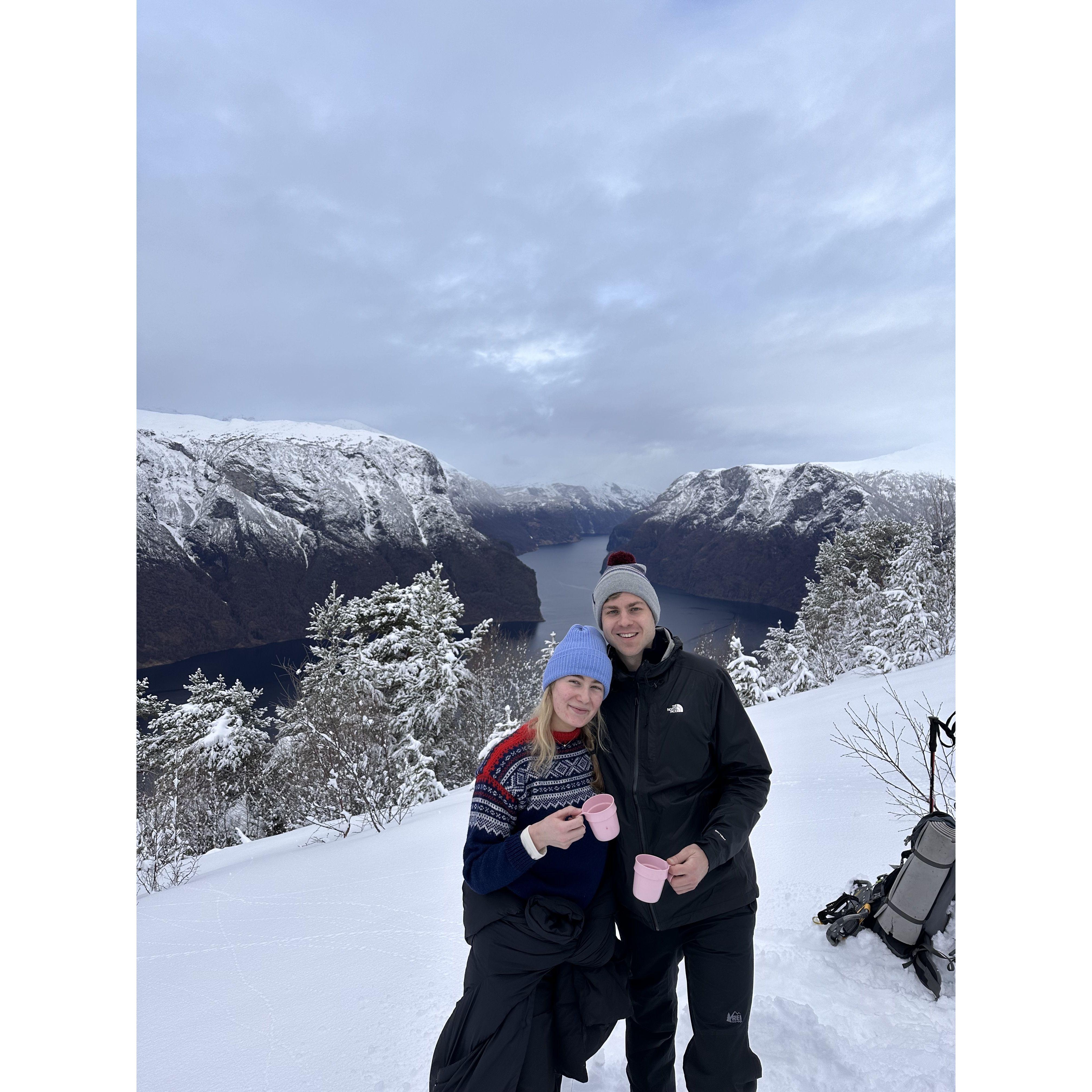 A snack on our snowshoe hike