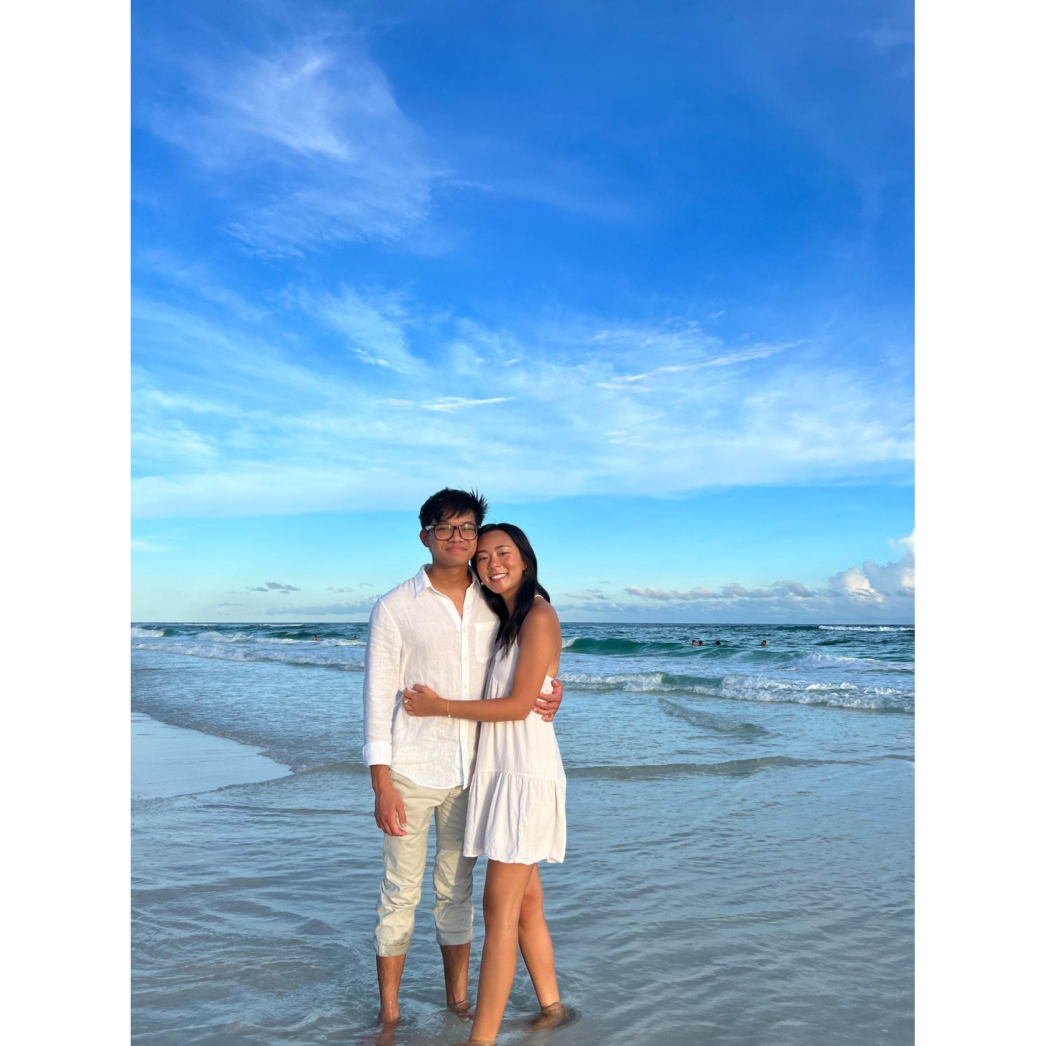 Yearly beach vacation picture with the Le's
