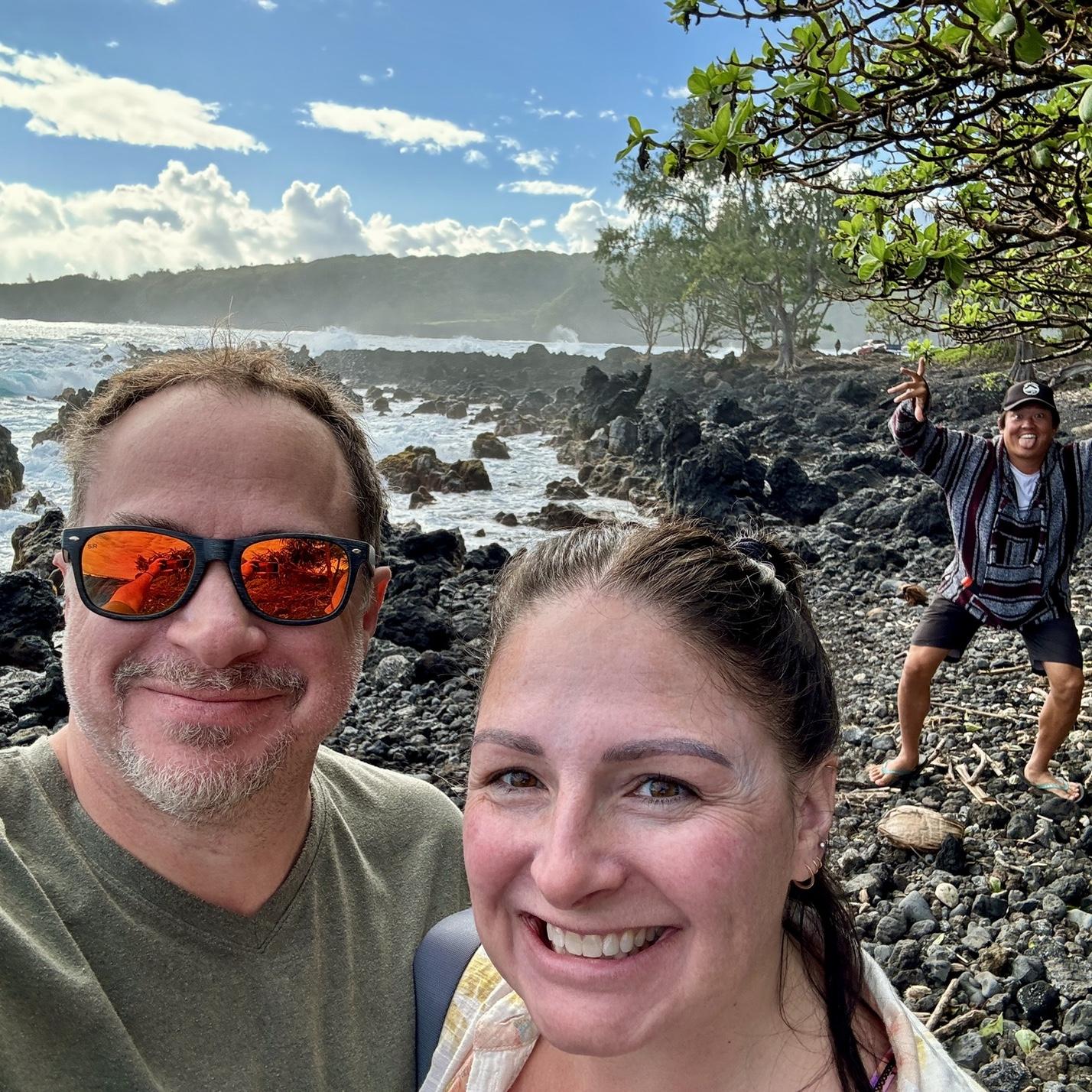 Being photobombed by our tour guide Henry on the Road to Hana