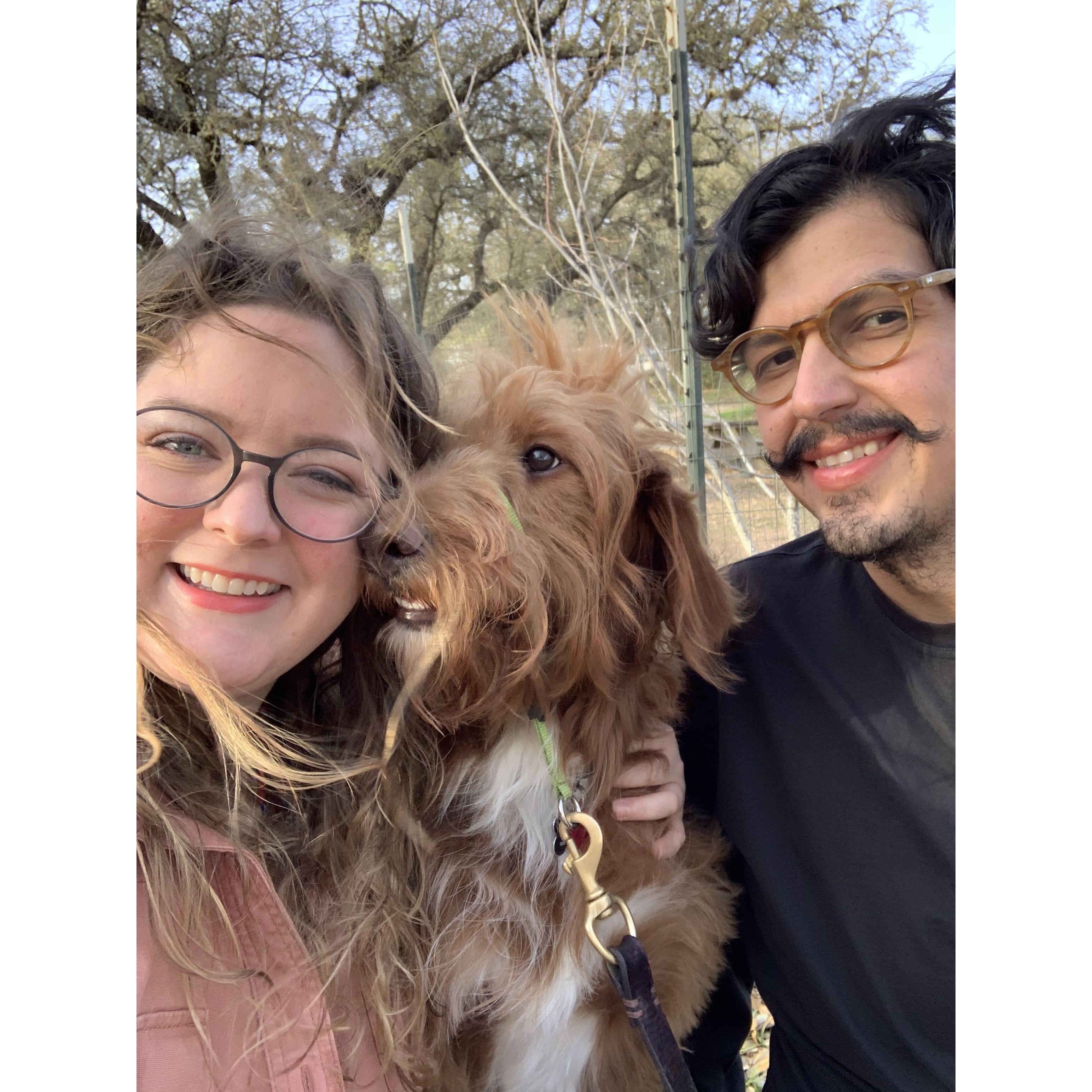 We try to travel with our dog, Hugo, as much as we can!