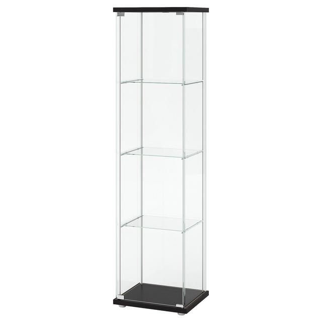 DETOLF Glass-door cabinet, black-brown, 16 3/4x64 1/8 "