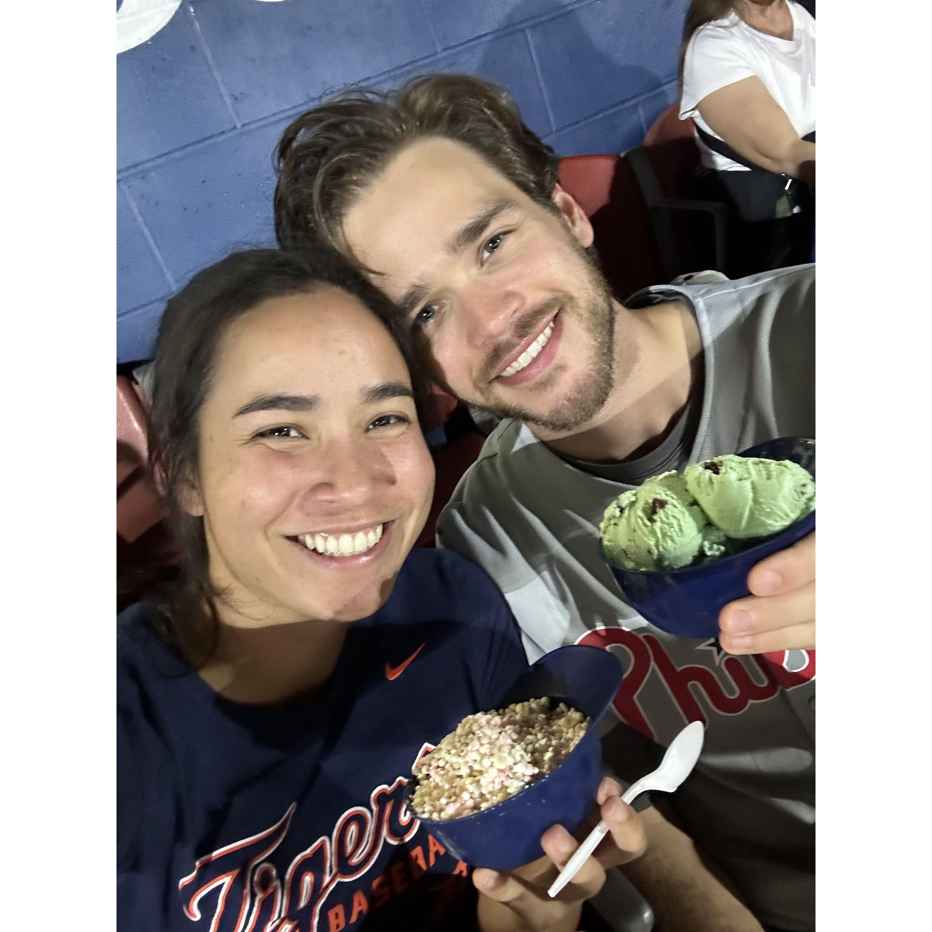 First Reading Phillies game, but still staying loyal to their true teams.