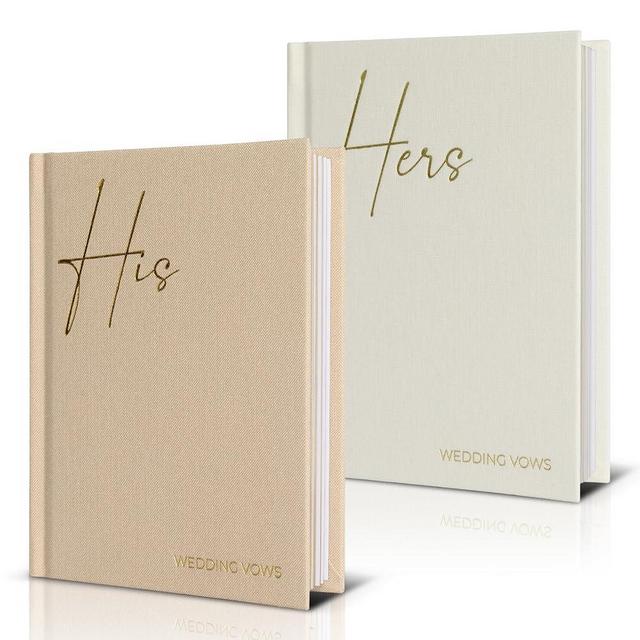 Elegant Linen Wedding Vow Books With Gold Foil Lettering - Perfectly Sized His and Hers Vow Books With Plenty Of Pages To Write Whatever is on Your Heart - A Beautiful Addition For The Wedding Day