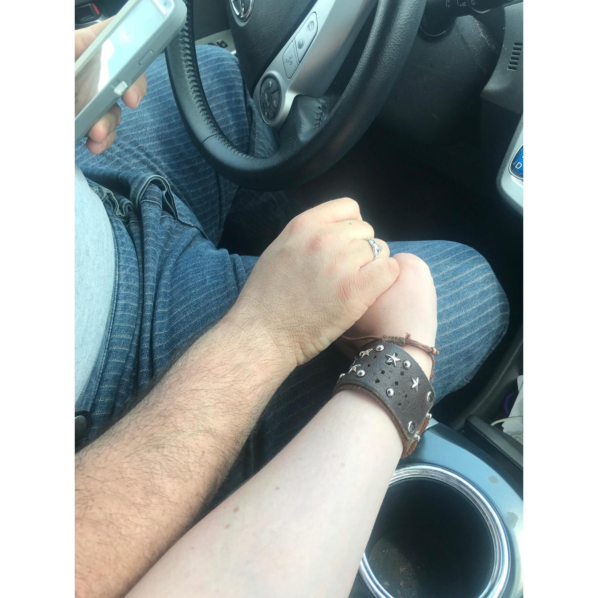 Gene and Julia love driving together, and often do this while in the car.