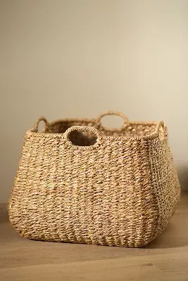 Braided Seagrass Four-Handled Basket