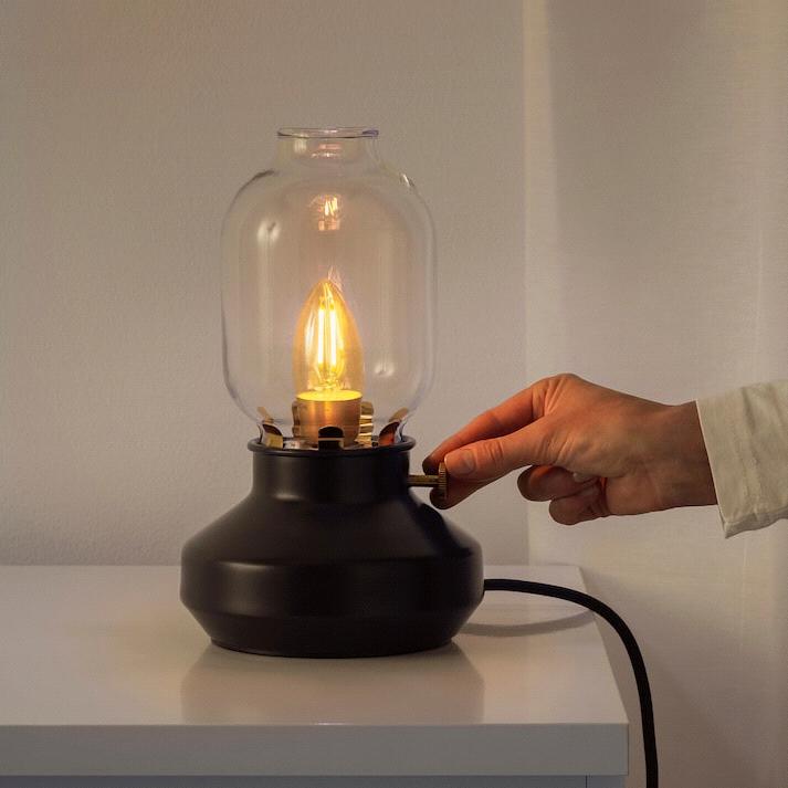 TÄRNABY Table lamp with LED bulb, anthracite