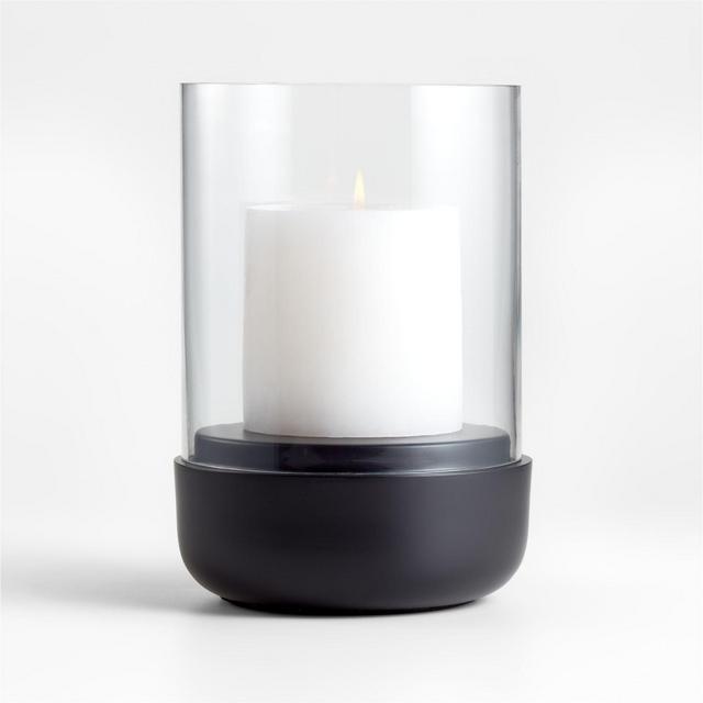 Curve Metal and Glass Hurricane Candle Holder 9.5"