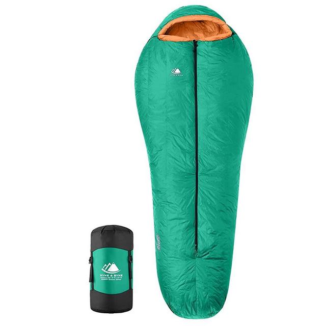 Hyke & Byke Antero 0 F Hiking & Camping Hammock Sleeping Bag - 4 Season, 800FP Goose Down Sleeping Bag - Ultralight - Mint/Tangerine - 87 in - Long