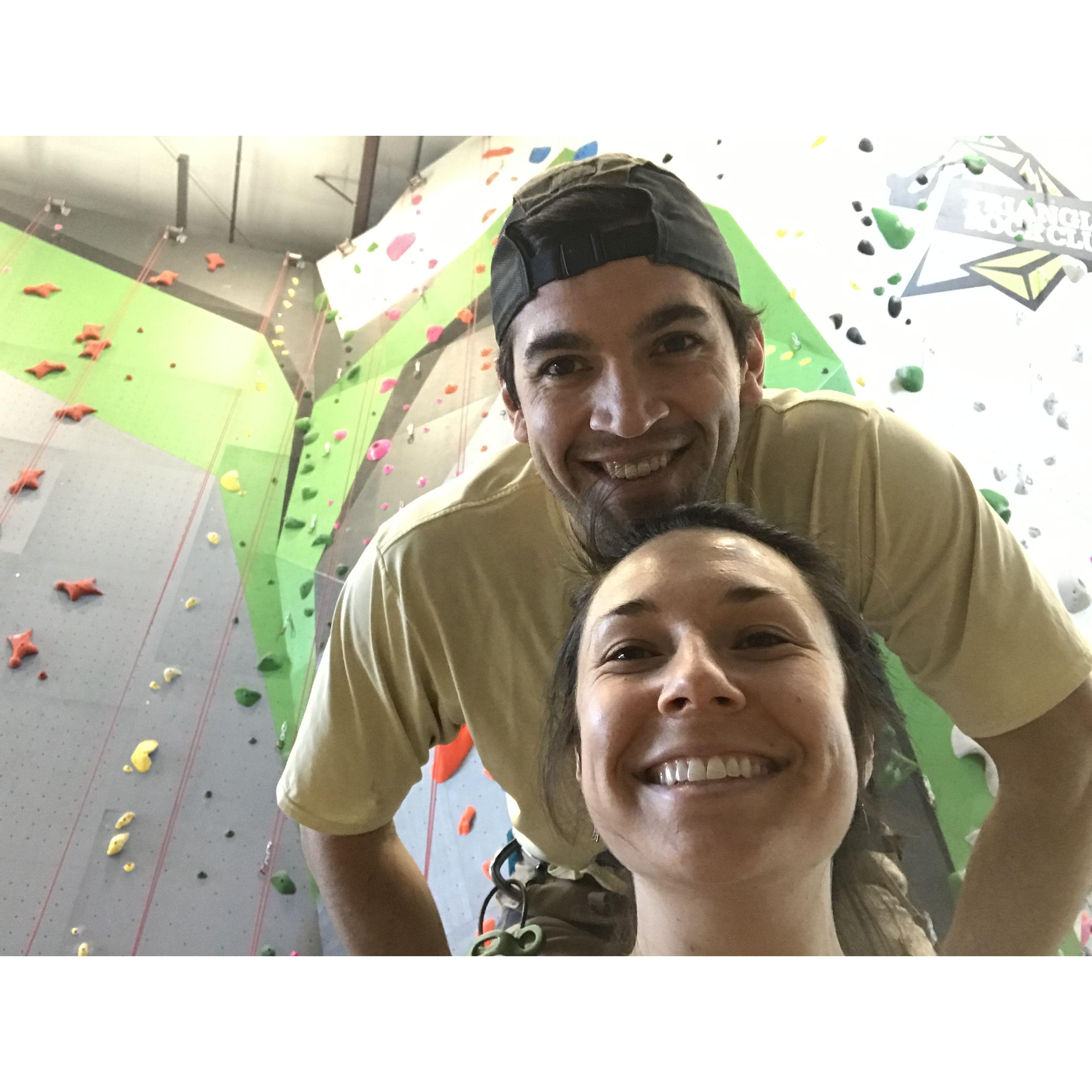 climbing at Triangle Rock Club