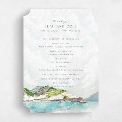 Grey Ticket Wedding Program - Sorrentine