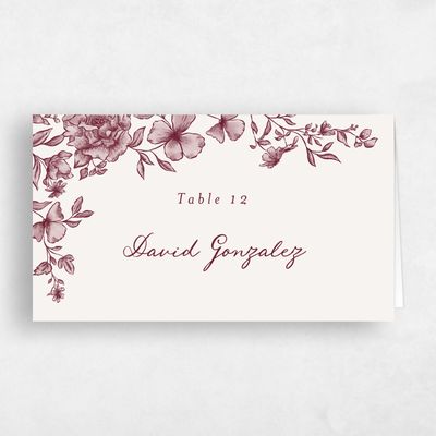 Wine, Red Wedding Place Card - Sogno