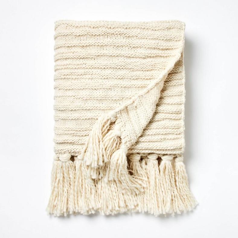 Threshold™ - Raised Striped Cream Couch Throw Blanket