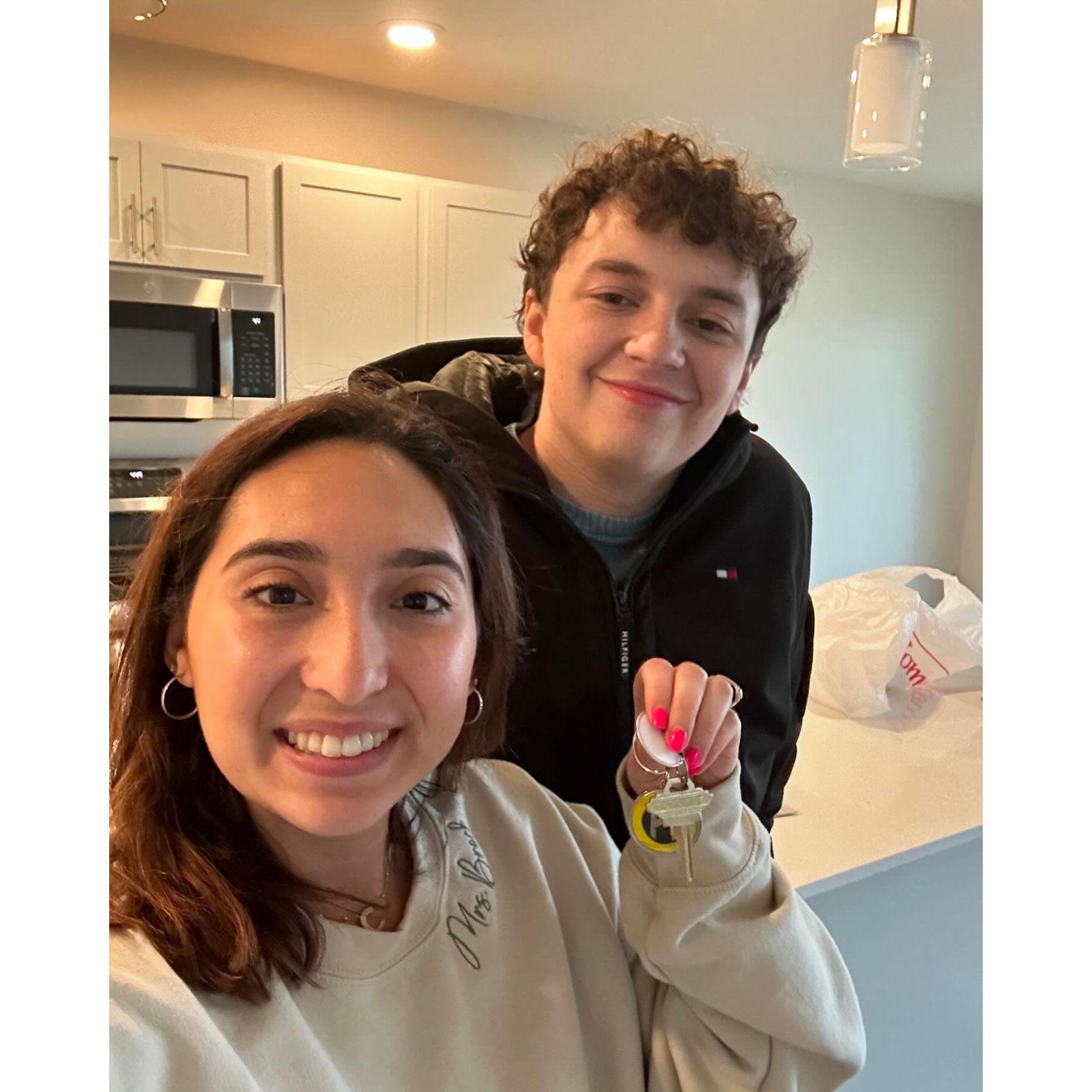 We got the keys to our first house<3
