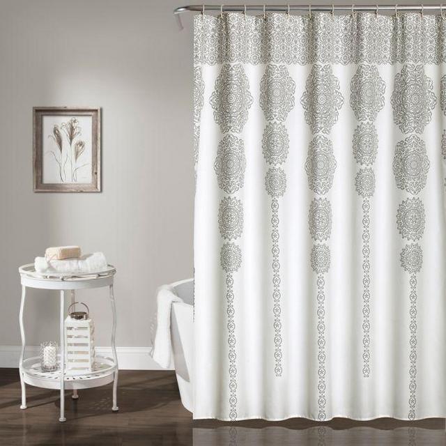 Stripe Medallion 72-Inch Shower Curtain in Grey