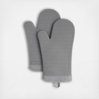 Ribbed Soft Silicone Oven Mitt, Set of 2