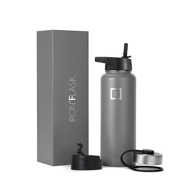 Iron Flask Sports Water Bottle - 14oz, 18oz, 22oz, 32oz, 40oz, or 64oz, 3 Lids (Straw Lid), Vacuum Insulated Stainless Steel, Hot Cold, Modern Double Walled, Simple Thermo Mug, Hydro Metal Canteen