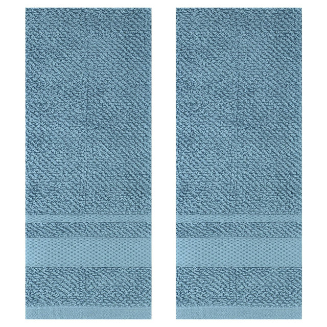 REGALWOVEN 100% Cotton Solid Soft Absorbent Bathroom Hand Towel 13 x 29 Inch Blue 2 Pcs